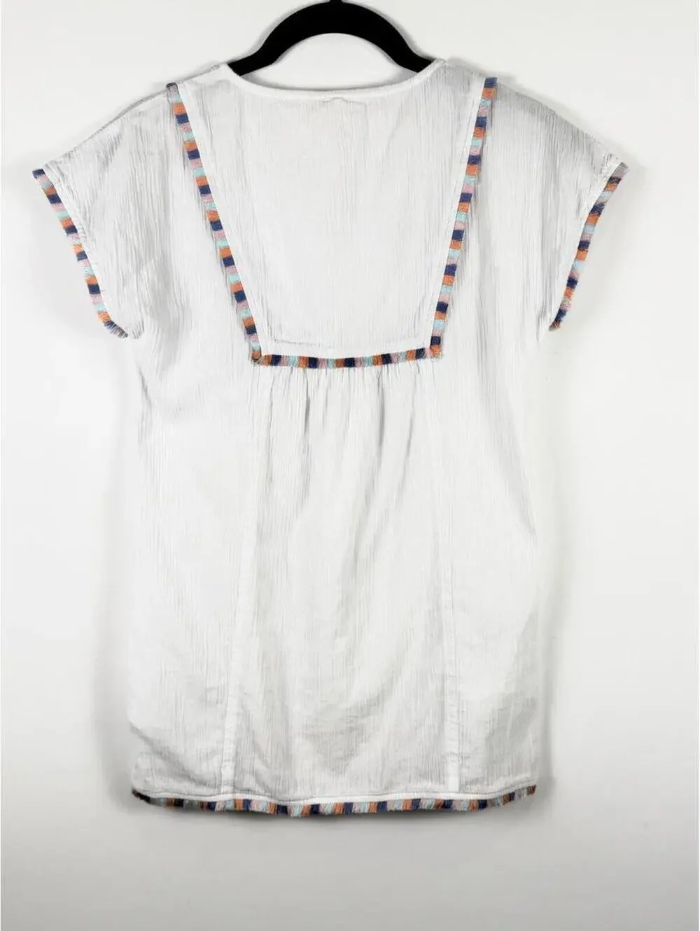 Crewcuts Girls White Fringe Gauze Swim Coverup Tunic Multicolored Trim Sz Medium